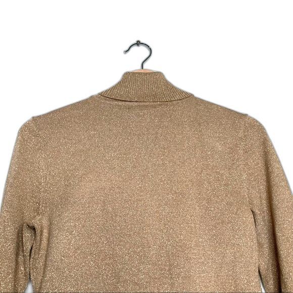 Alfani Gold Turtleneck Sweater Ruched Details Size Petite Small - Picture 5 of 10